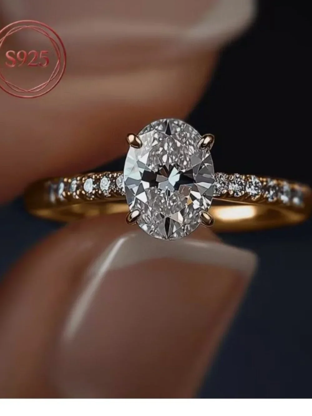 2 Carat The Captivating 925 Silver Oval Moissanite Ring Radiant Ring Size 8